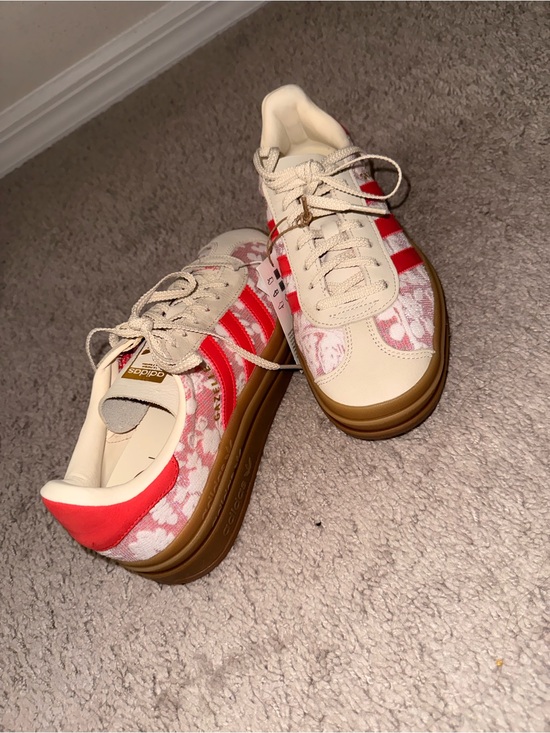 adidas Shoes - Adidas Cream & Red Patterned Low-Top Sneakers Liberty London Gazelle